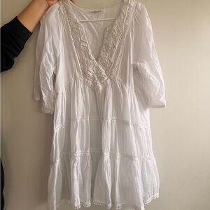 Sundance White Embroidered Tunic Top